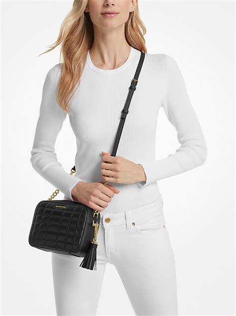 michael kors quilted leather zip up|Jet Set Medium Quilted Leather Crossbody Bag .